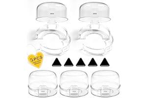 Shularis Stove Knob Safety Covers, 5Pcs Fits 90% Oven/Stove 5 Heat Alert Stickers Oven Knob Covers for Child Safety, 2nd Gen Kitchen Burner Childproofing, Gas Stove Knob Locks for Kid Baby Pet (Clear)