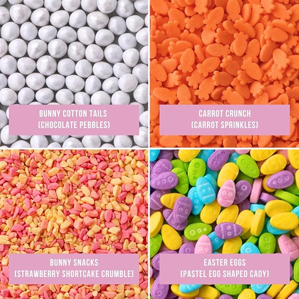 SWEETS INDEED EASTER BUNNY CANDY TOPPER 4-PACK – CRUMBLEFETTI CANDY TOPPINGS FOR ICE CREAM, CUPCAKES, HOT COCOA & COOKIES | FUN HOLIDAY BUNNY TREAT FOR EASTER BAKING, GIFTS & BASKET STUFFERS (EASTER BUNNY KIT)