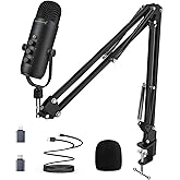 USB Gaming Microphone,ZealSound Noise Cancellation Mic Kit for Phone PC Computer Tablet with Boom Arm Stand,Podcast Condenser