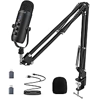 USB Gaming Microphone,ZealSound Noise Cancellation Mic Kit for Phone PC Computer Tablet with Boom Arm Stand,Podcast Condenser