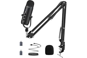 USB Gaming Microphone,ZealSound Noise Cancellation Mic Kit for Phone PC Computer Tablet with Boom Arm Stand,Podcast Condenser