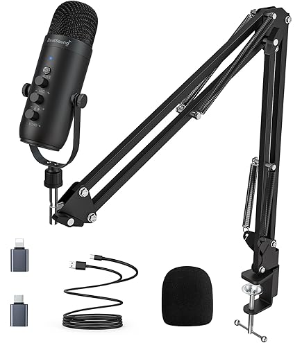 zealsound Gaming Microphone Kit,Podcast Condenser USB Mic with