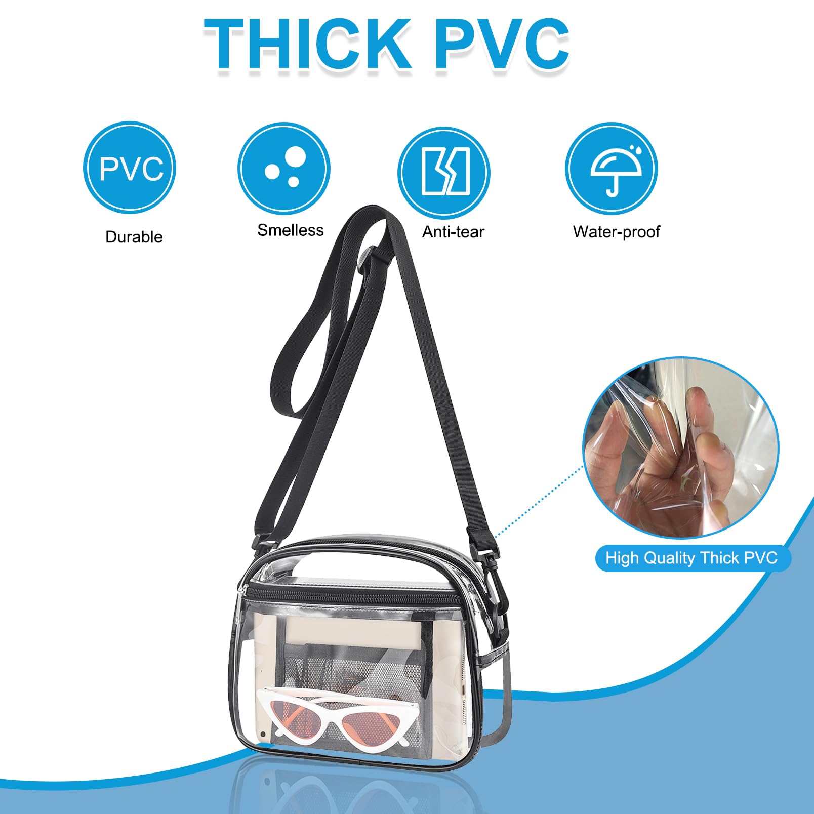 Clear Bag for Stadium Events Mini Small Clear Purse Clear Bag for Stadium Events Concert Sport Work