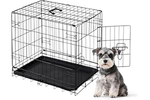 DUMOS Dog Crate, 24 Inch Small Single Door Dog Cage with Plastic Leak-Proof Pan Tray, Folding Metal Wire Pet Kennel for Indoor, Outdoor, Travel