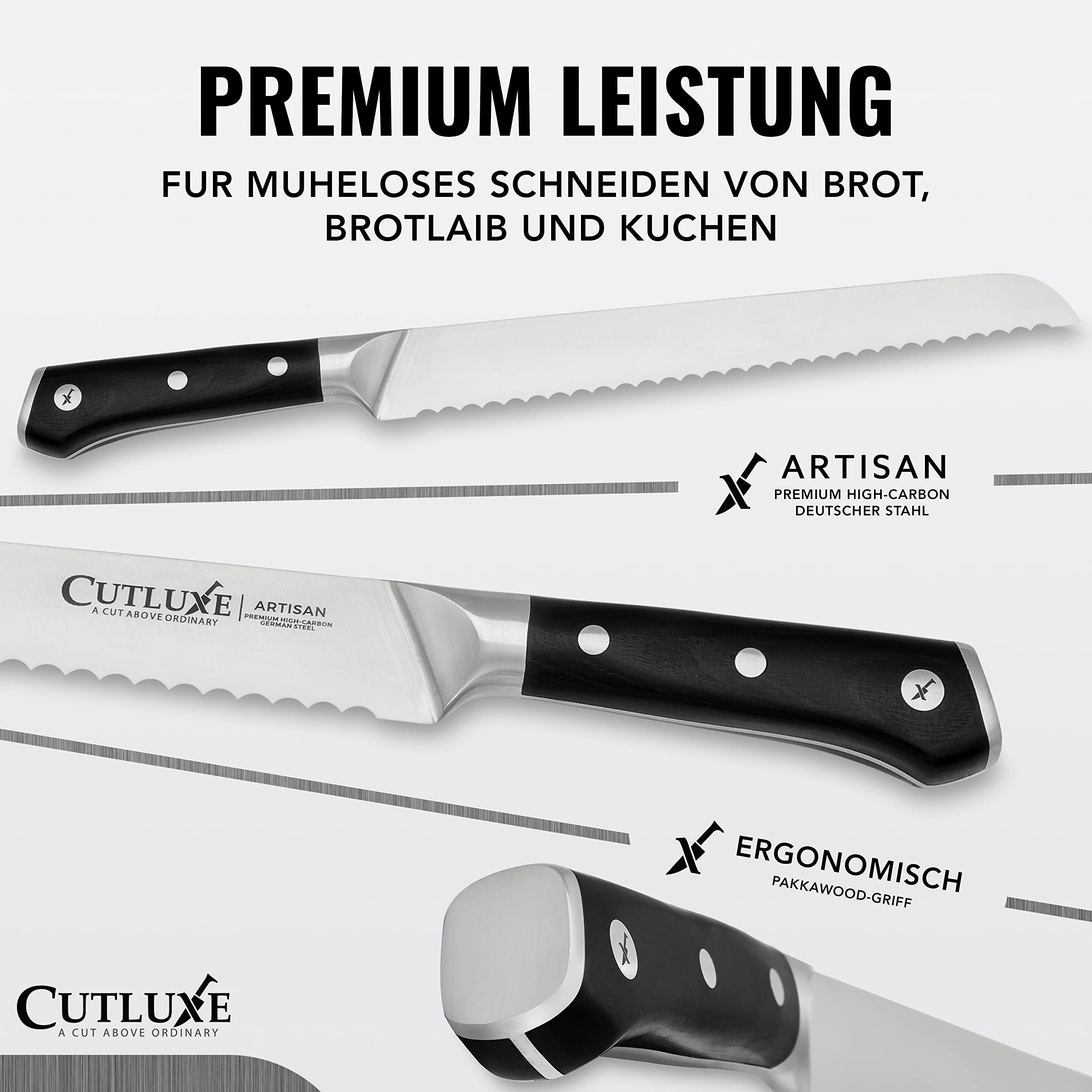 Cutluxe Brotmesser 25cm mit Wellenschliff – Brotschneidemesser Brötchenmesser Küchenmesser Kochmesser – Ergonomisches Design & Extrem Scharf 2