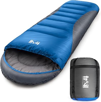 Trail Alpine 400 Hooded Sleeping Bag Blue 0C -10C 4 Season 2 Way Zip