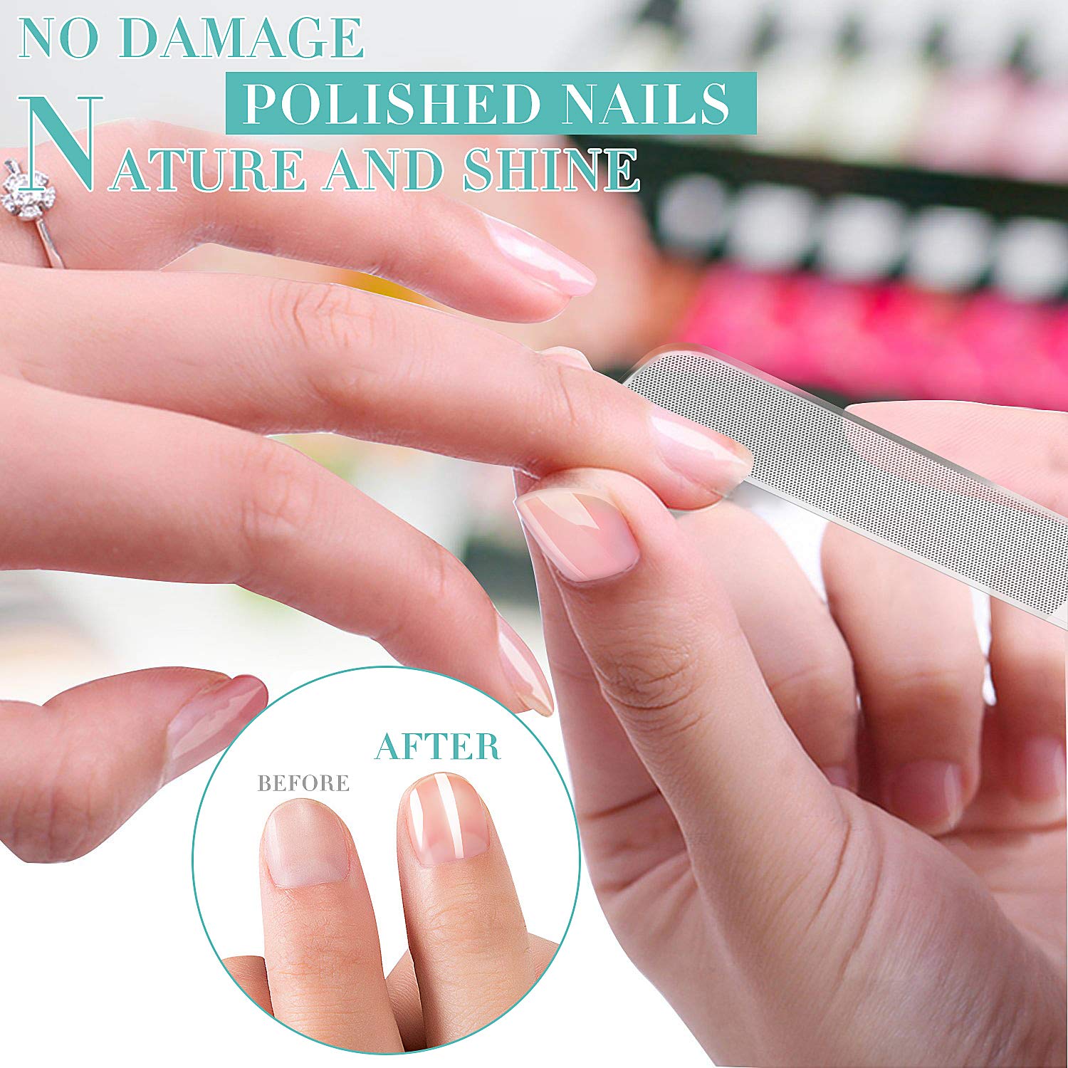 Glass Nail Shiner - 2PC Upgrade Nano Nail Buffers Glass Nail File Crystal Shine Polisher for Natural Nails, DR. MODE Professional Manicure Tools Kit for Acrylic Nail Care : Beauty