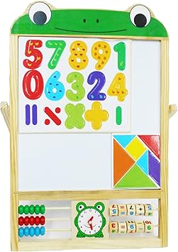 Emob Wooden Double Sided Multifunctional 2 in 1 Foldable Drawing & Writing Board for Kids