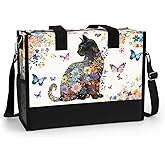 84hoods Large Tote Bag for Women with Pockets and Zipper for Travel, Work, Grocery. Gift for Cat Lover.