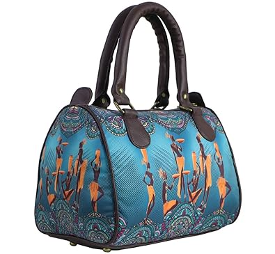Bangprice Canvas digital printed multipurpose Blue Masai Tribal designer stylish duffle tote and handbag for Girls/Women