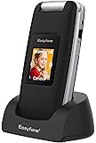 Easyfone Prime A1 3G Unlocked Senior Flip Cell Phone, Unlocked to at&T and T-Mobile, SOS Button, 2.4-Inch HD Display with Big Font and Big Keypad, Flashlight Quick Switch with Charging Dock (Black)