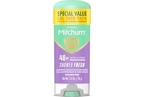 Mitchum Women’s Antiperspirant Deodorant Gel Stick, Shower Fresh Scent, 48HR Sweat & Odor Protection, Triple Odor Defense, Alcohol-Free, 3.4 oz (Pack of 2)