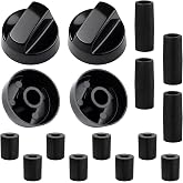 Universal Control Knobs Replacement Kit - 4 Pack Black Oven Control Knobs Replacement with 12 Adapters, Upgraded Stove Knob Compatible Oven/Stove/Range Universal Knobs, Easy Matching for Gas