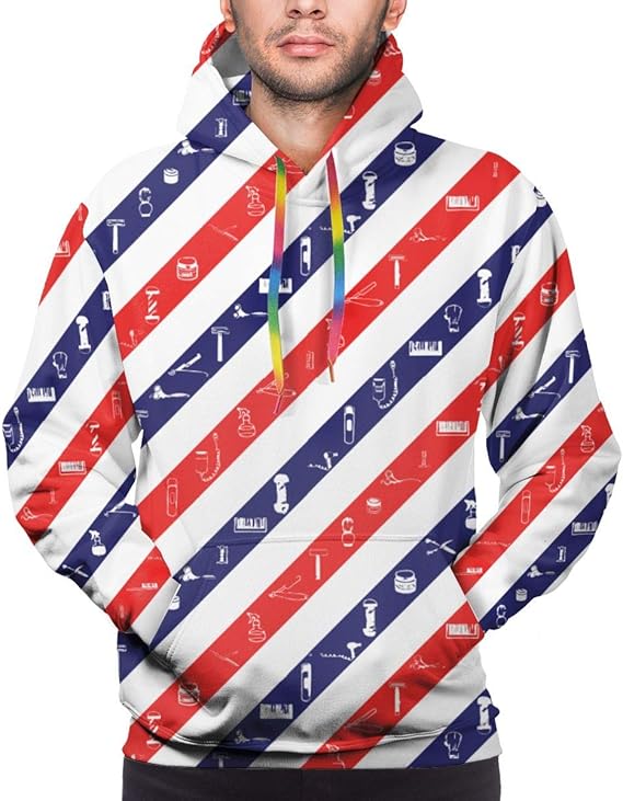 Amazon Co Jp 赤と青のストライプ パーカー メンズ トレーナーパーカー おしゃれ フーディ スウェットパーカー 長袖 フード付き ポケット付き プルオーバー カジュアル ライト パーカー 服 ファッション小物