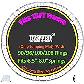 Bzzter Trampoline Replacement Mat,Fits 15ft Round Frame with 90/96/100/108 Rings,Fits 5.3-8.5" Springs,Longer Lasting with 10 Rows of Stitches,w/Pull Hook and Gloves,（13ft-13.4ft Trampoline Mat