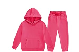 Girls Boys Sweatsuits 2pc Athletic Tracksuit Hooded Sweatshirt + Elastic Waist Jogger Sweatpants Kids Running Gym Cute Sets
