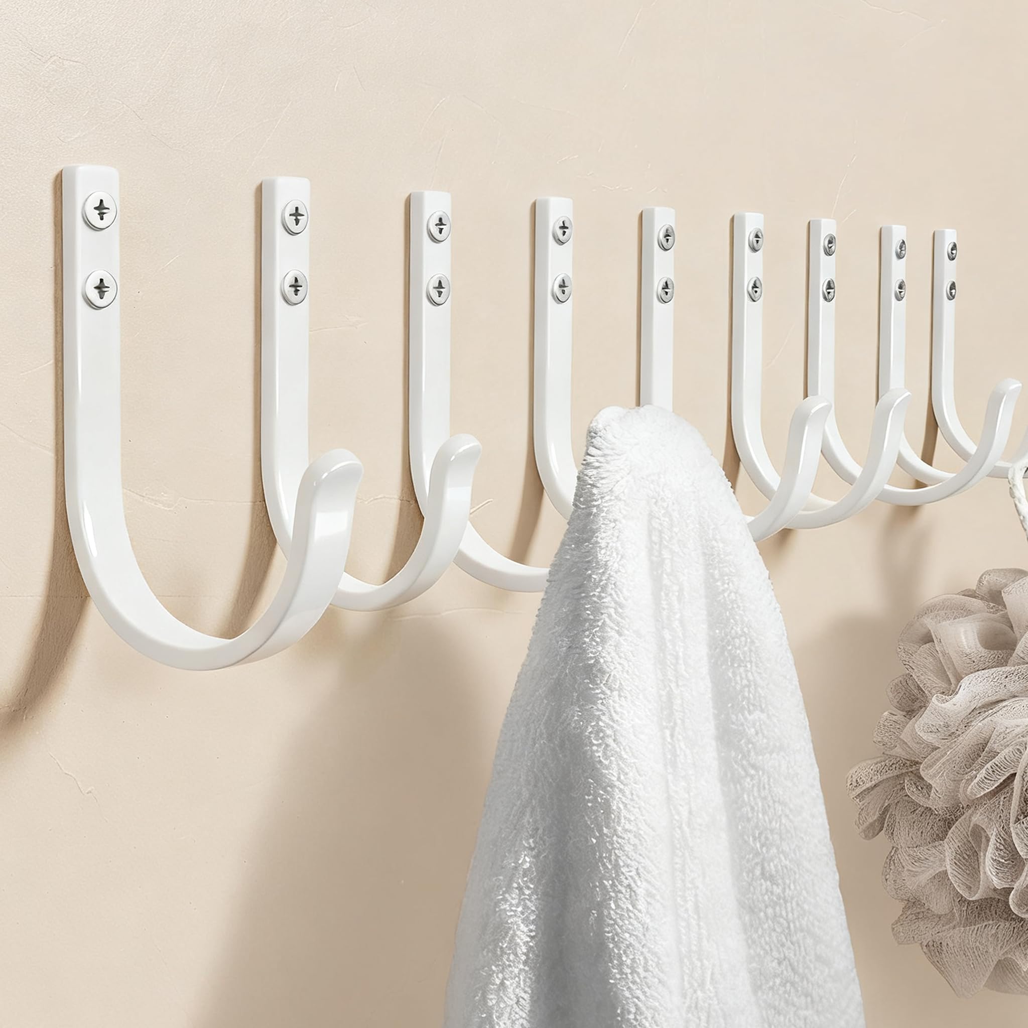 Josmimic 10-Pack 22LB Wall Hooks for Hanging Towel/Coat, White