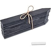 Navaris Slate Plant Labels (10 Pieces) - Set of 10 Natural Garden Markers for Herbs, Pots and Garden - Reusable Tags with Chalk - Size S