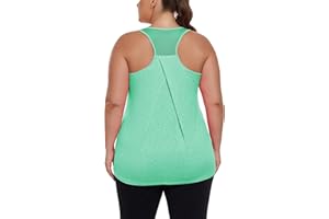 ForHailey Women's Plus Size Athletic Tank Tops Racerback Workout Flowy Tops Yoga Running Sleevelss Summer Shirts Loose