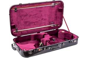Crossrock Fiberglass Case with TSA Lock for one 15~16.5'' viola, one 4/4 full-size violin-Black (CRF2020DVLBK)