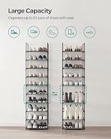 SONGMICS 10-Tier Shoe Rack Grey LSH010G01 173 cm Metal Frame Non-Woven Shelves view 3