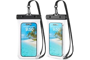PEDVSTY 2 Pack Waterproof Phone Pouch, Waterproof Phone Case for iPhone 15 Pro Max Plus, Galaxy S24 S23 S22, Pixel 8a 7a Up to 7.2", Underwater Dry Bag Beach Vacation, Black & Black