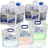 WaterStorageCube 3pc/5pc Premium Collapsible Water Container Bundle Cube + Bag, No BPA Camping Drink Storage Carrier Jug for Outdoors Hiking Backpack & Survival, No-Leak Foldable Portable & Freezable