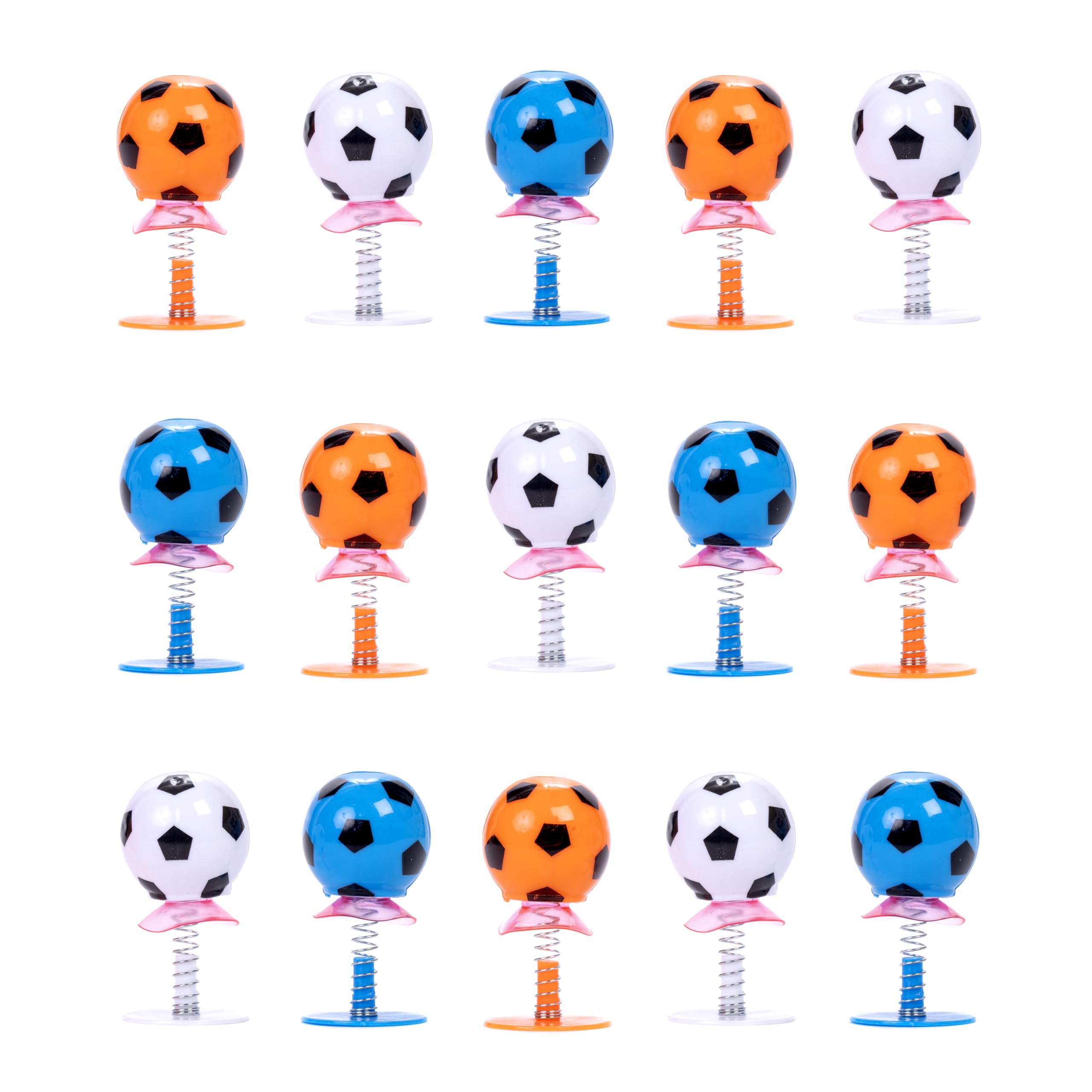 Toyseum 15 x Jumping Football Pop Up Toys, Football Party Bag Fillers for Boys or Girls, Fun Spring Jump Up Football Party Favours for Party Bags, Pack of 15 (3 Colours)