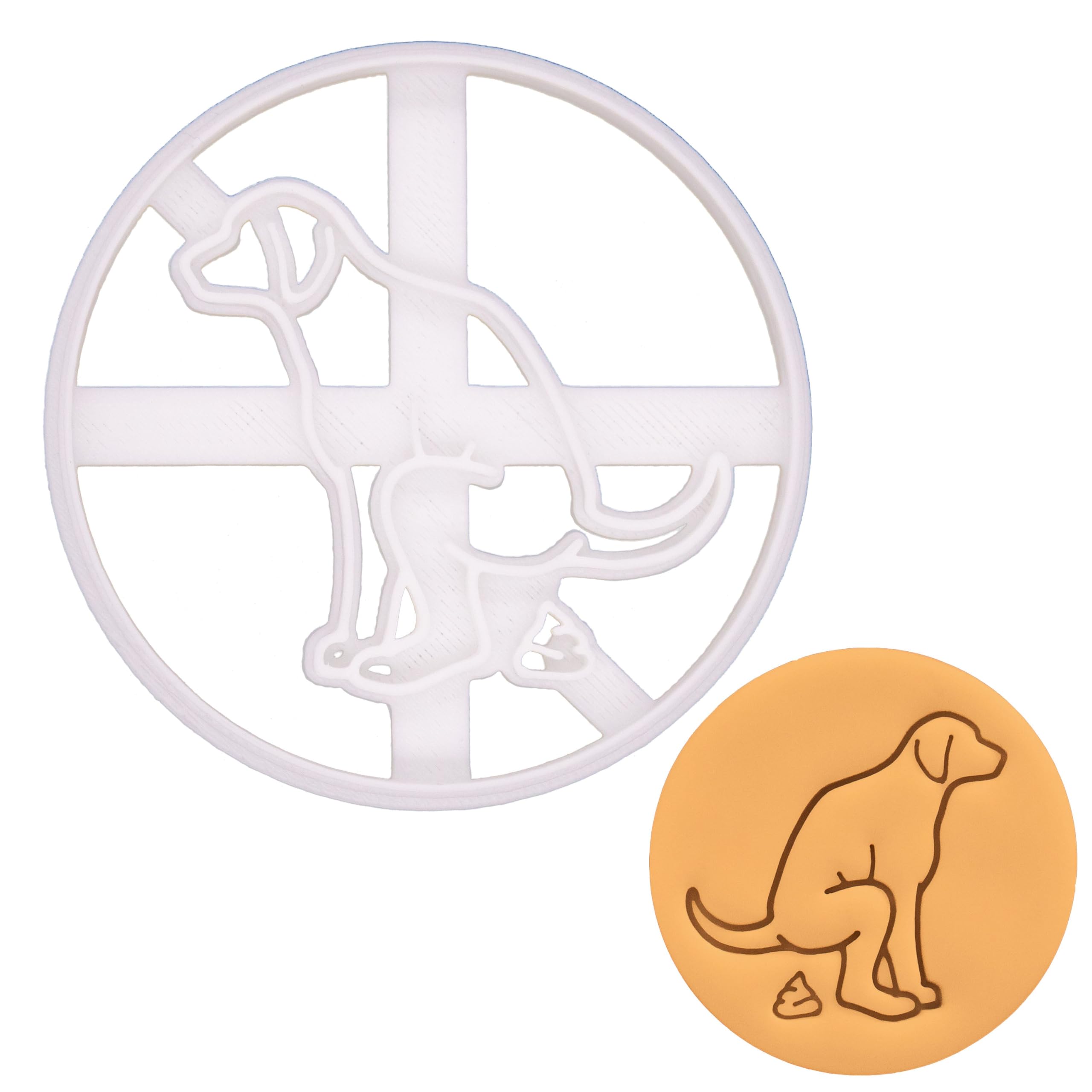 BAKERLOGY Dog Pooping Sign Cookie Cutter - Detailed Biscuit Cutter Design for Baking and Crafts, Ideal on Fondant, Dough, Clay