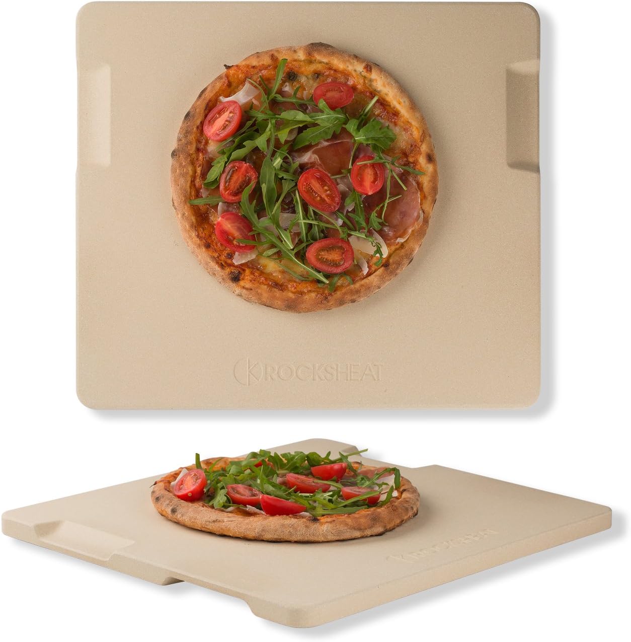 Pizza Stone Baking & Grilling Stone, Perfect for Oven, BBQ and Grill. Innovative Double - faced Built - in 4 Handles Design (14" x 16" x 0.67" Rectangular) : Garden & Outdoor