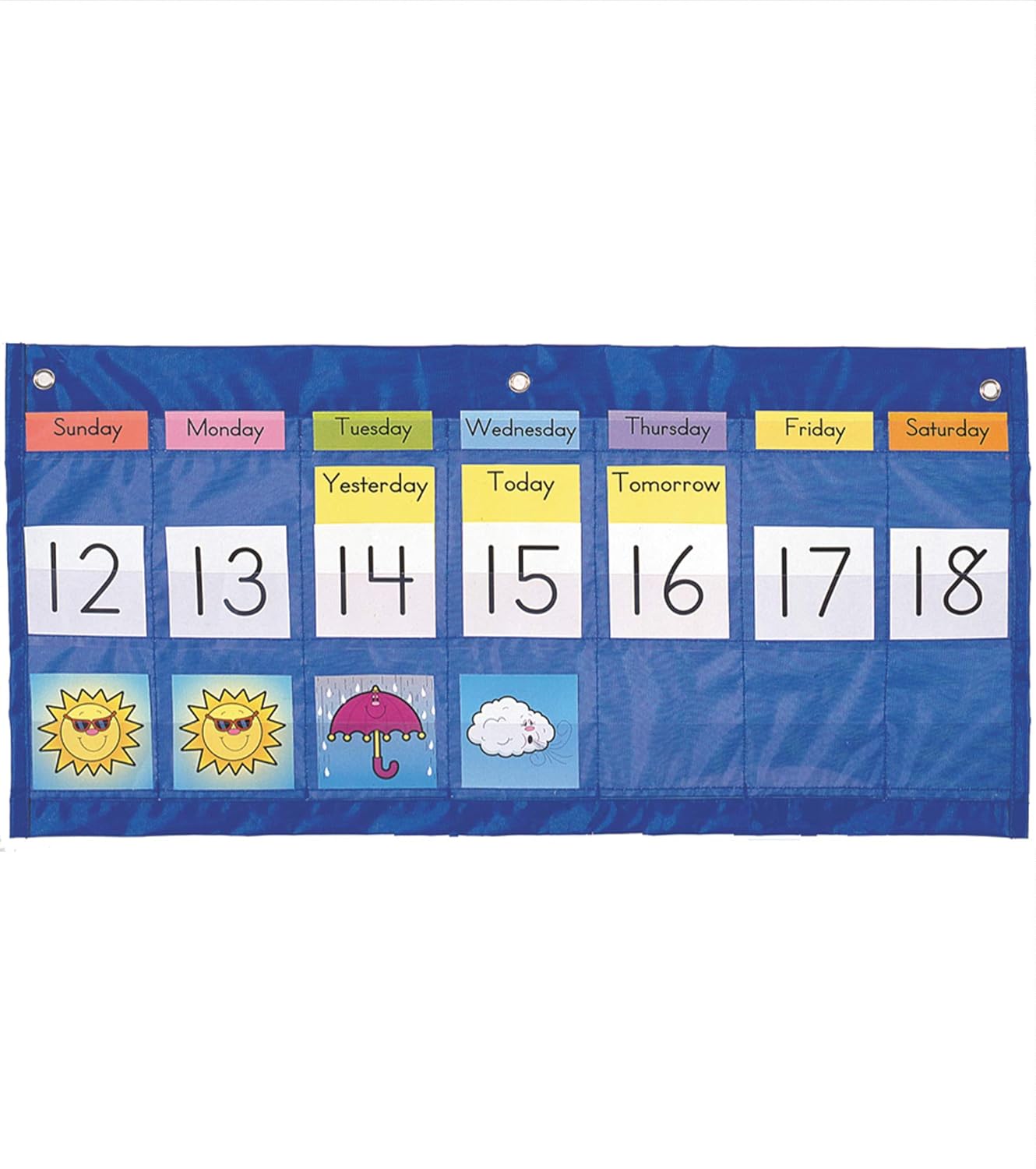 Amazon Com Carson Dellosa Weekly Calendar With Weather Pocket Chart Days Of The Week Abbreviations Numbers With Weather Condition Illustrations 25 X 1275 Classroom Pocket Charts Office Products