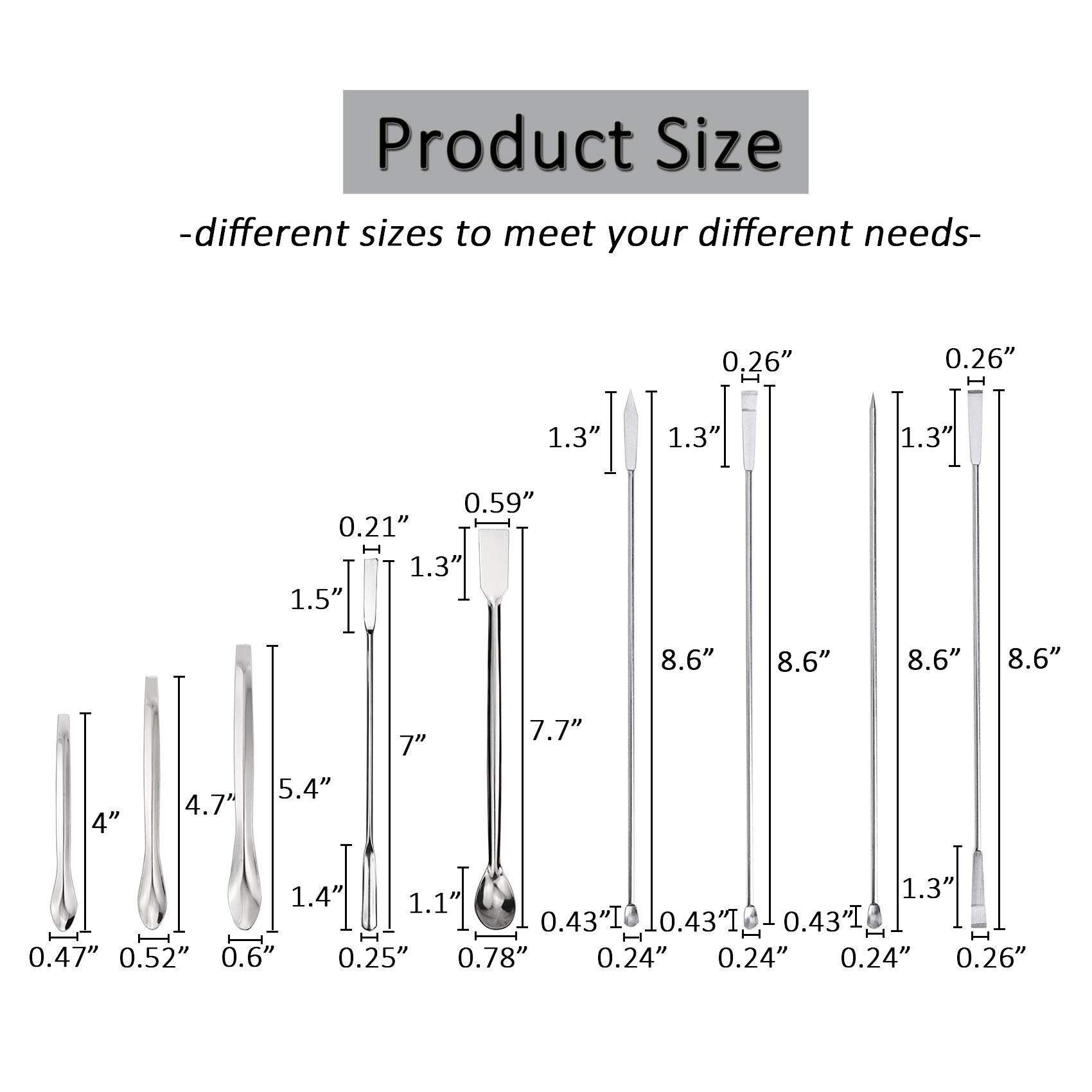 14Pcs Stainless Steel Lab Spatula Micro Scoop Reagent Laboratory Mixing Spatula 22cm Long