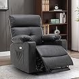 Consofa Power Recliner Chair with Extended Footrest, Electric Recliner Chairs for Adults, Comfy Reclining Single Sofa with USB Port, Side Pockets, Cup Holders for Living Room