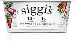 siggi's® Icelandic Strained Whole Milk Yogurt, Strawberry & Rhubarb, 4.4 oz. Single Serve Cup – Thick, Protein-Rich Yogurt Sn