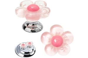 HASSLICKIT Toilet Button Pusher for Nail Protection, Toilet Seat Lifter Accessories, Cute Flower Toilet Tank Button for Long Nail Aid (2PCS Transparent Pink)
