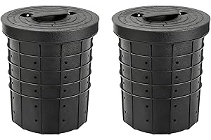 Perforated 2Pc Sump Pump Basin with Lid, Black Sump Pump Bucket with 40 Pre-Drilled Holes, for Drainage, Basements, Crawl Spa