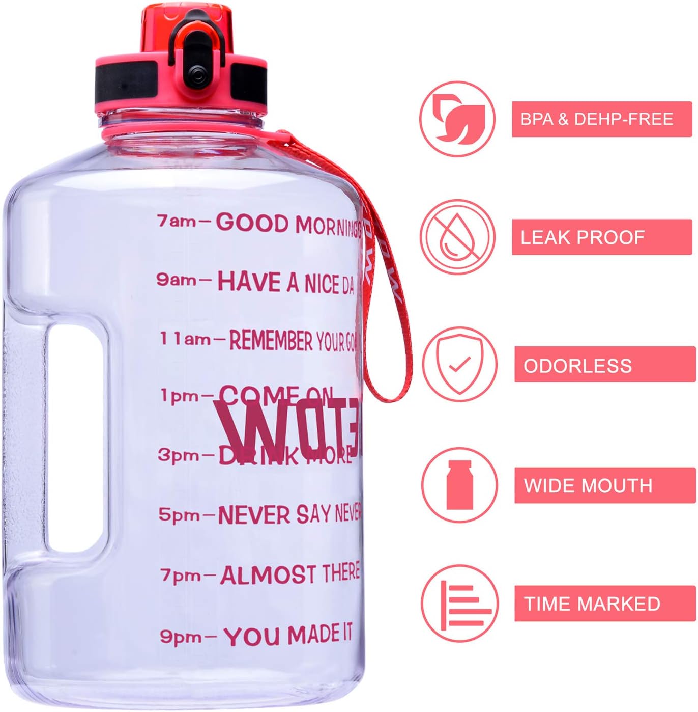 Download 128oz Bpa Free Big Water Bottle With Handle Leakproof Click Pop Up Daily Water Intake Bottle Etdw Gallon Motivational Water Bottle Jug With Time Marker Accessories Jennadeleonfit Water Bottles Accessories
