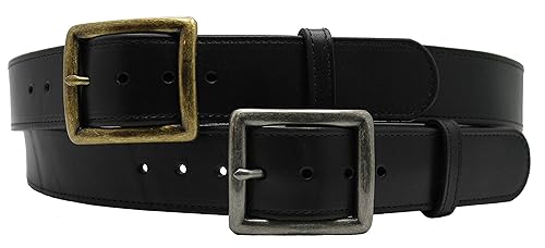 heavy duty black leather belt