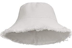 FGSS Womens Bucket-Hat Distressed Sun-Protection Washed-Cotton - Summer Wide Brim Beach Cap(7 1/8 Size) (White 01)