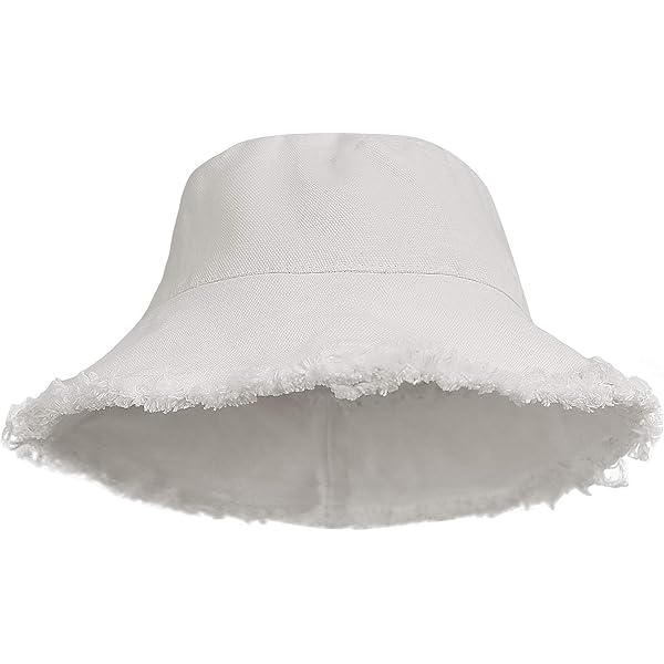 新品未使用　BREAKING COTTON HAT (OFF-WHITE) Frayed-Edge-Bucket-Hat-Summer Distressed-Beach-Sun-Hat-for