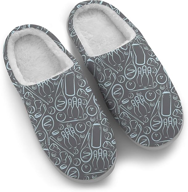 SonzjII Bowling Warm Slippers for Women Men Slippers