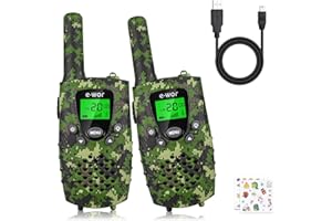 E-WOR Walkie Talkies for Kids, 2Pack 4 Miles Long Range Rechargeable Walkie Talkies 22 Channels with Flashlight Adventure Toys for 3 4 5 6 7 8 9 10 11 12 Year Old Boys Girls, Funny Gifts for Christmas
