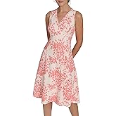 Tommy Hilfiger Womens Sleeveless V Neck Fit and Flare Dress