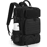 Tsrgsn Tactical Backpack for Men, Travel Gym Backpack with Shoe Compartment, Day Pack Large Sports HiKing Military Rucksack Molle, Black