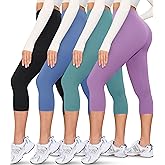 VALANDY Creamlush 4 Pack Capri Leggings for Women-High Waisted Stretchy Soft Yoga Lounge Pants(S-3XL)