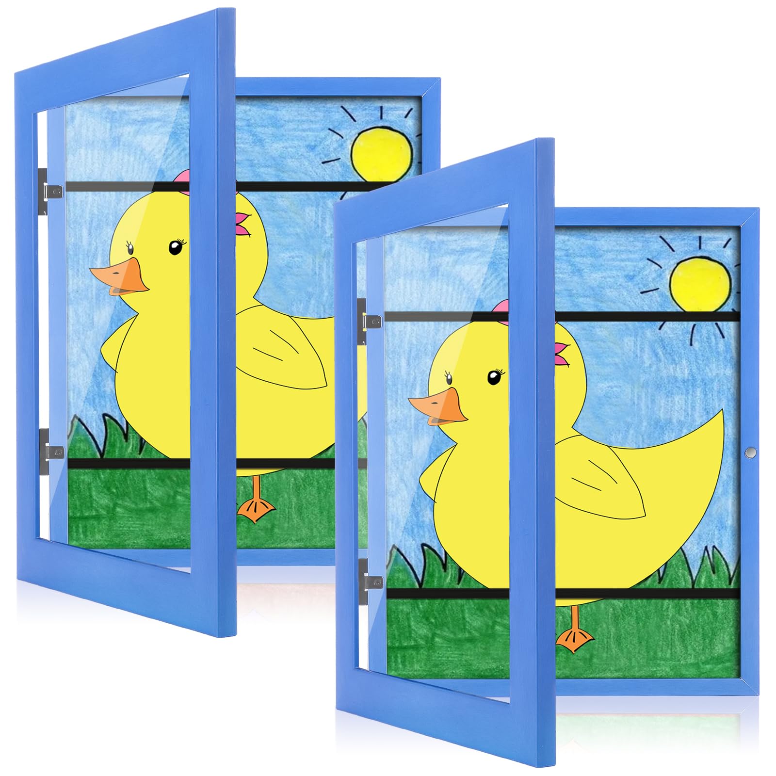 Photo 1 of [2-Pack] Kids Art Frames, 8.5x11 Front Opening Kids Artwork Frames Changeable, Skyblue Artwork Display Storage Frame for Wall, Holds 50 Pcs, for 3D Picture, Crafts, Children Drawing, Hanging Art,