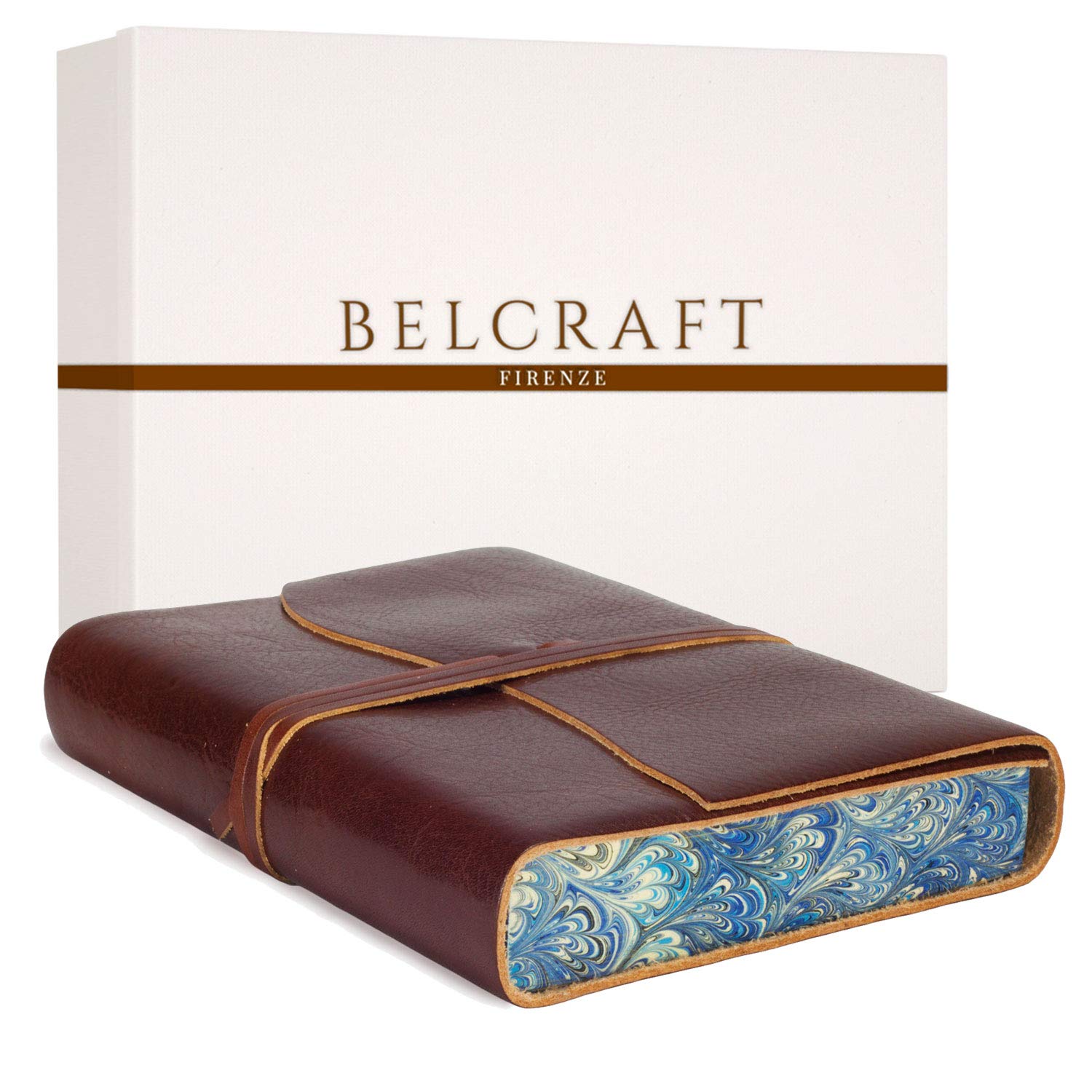 Venezia Romantica Large Leather Bound Journal, Made in Italy, Writing Notebook, Travel Diary & Notepad for Man & Woman, Including Gift Box (12x17 cm) Darkbrown