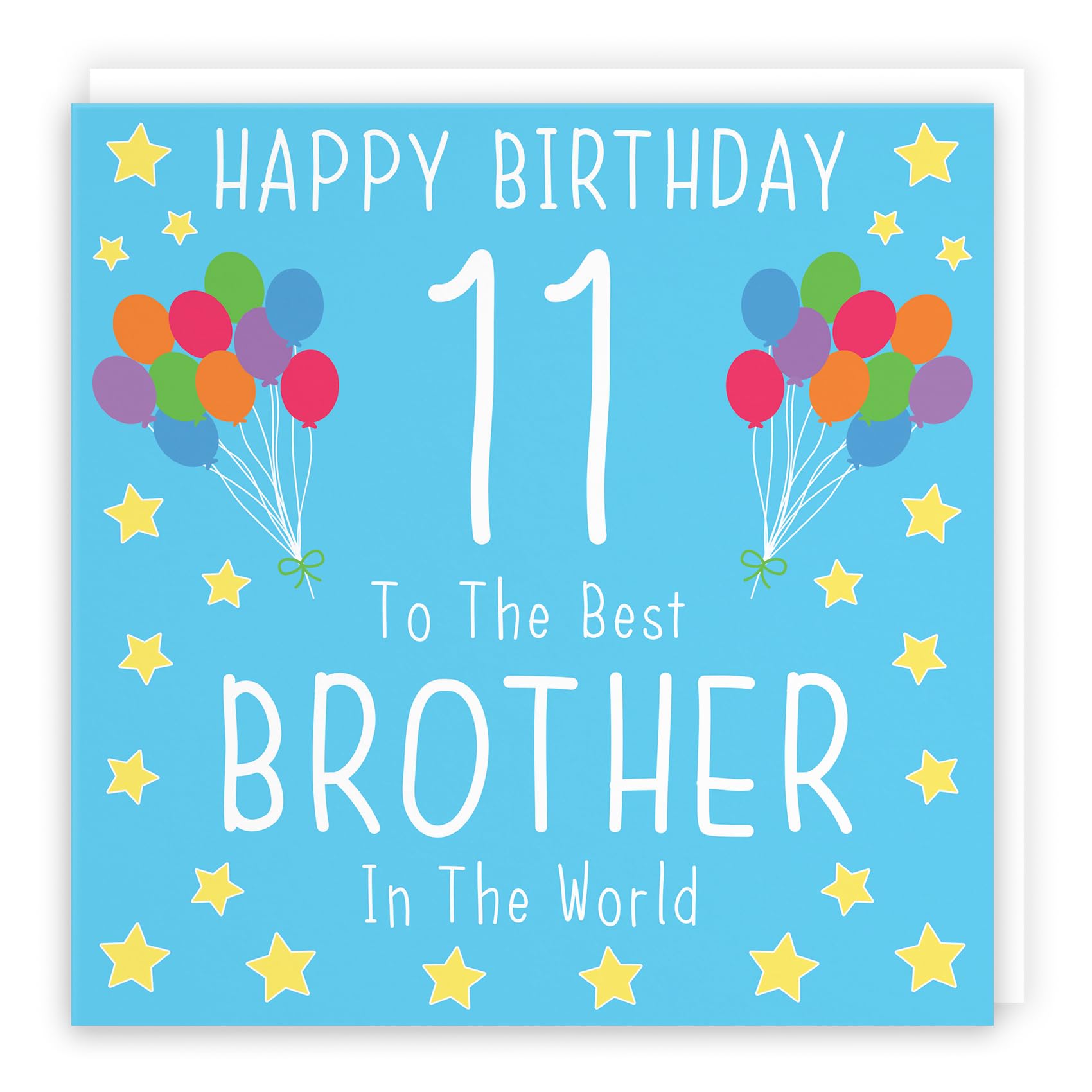 Hunts England - Large Brother 11th Birthday Card - Large Size - Happy Birthday - 11 - To The Best Brother In The World - Iconic Collection - Large - 210 x 210 mm - Age 11