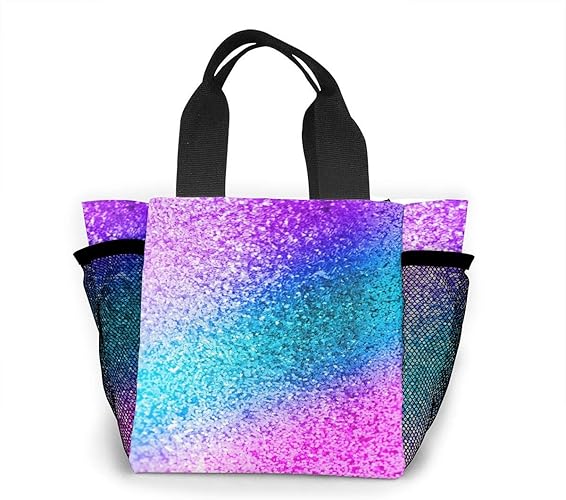 Amazon キラキラスパンコールランチバッグ ミニバッグ トートバッグ 弁当袋 繰り返し使用 ショッピングバッグ 折りたたみ 買い物 ハンドバッグ 保温 保冷 ボストンバッグ
