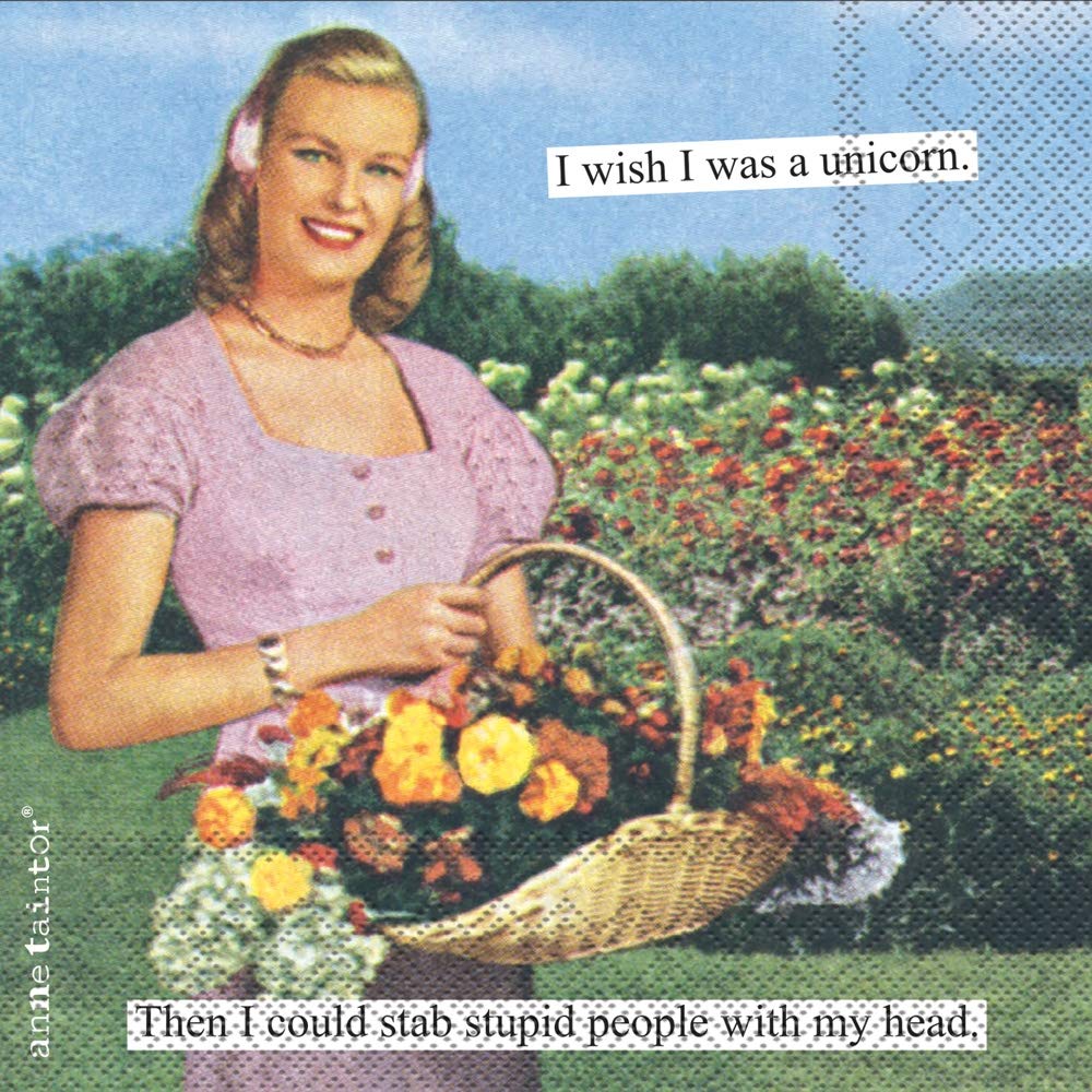Boston International Anne Taintor Paper Napkins, 20-Count Cocktail Size, Unicorn